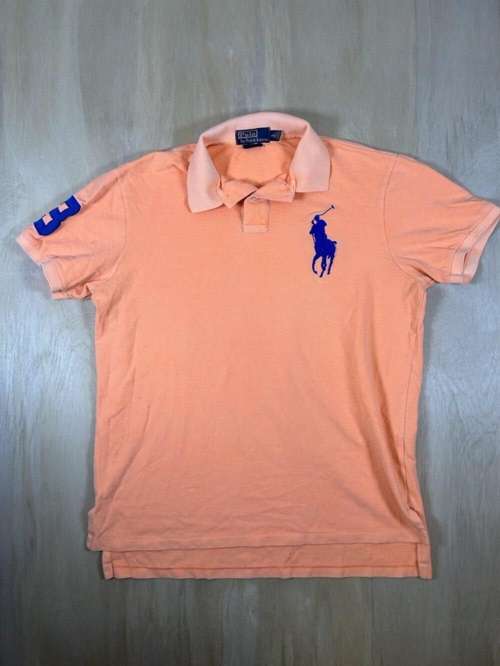 Vintage Polo Ralph Lauren Rugby Men’s Size L Big Pony Logo Orange Shirt Preppy